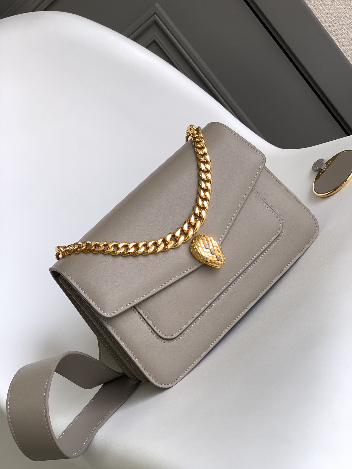 Bvlgari Serpenti Forever Medium Crossbody Bag Grey